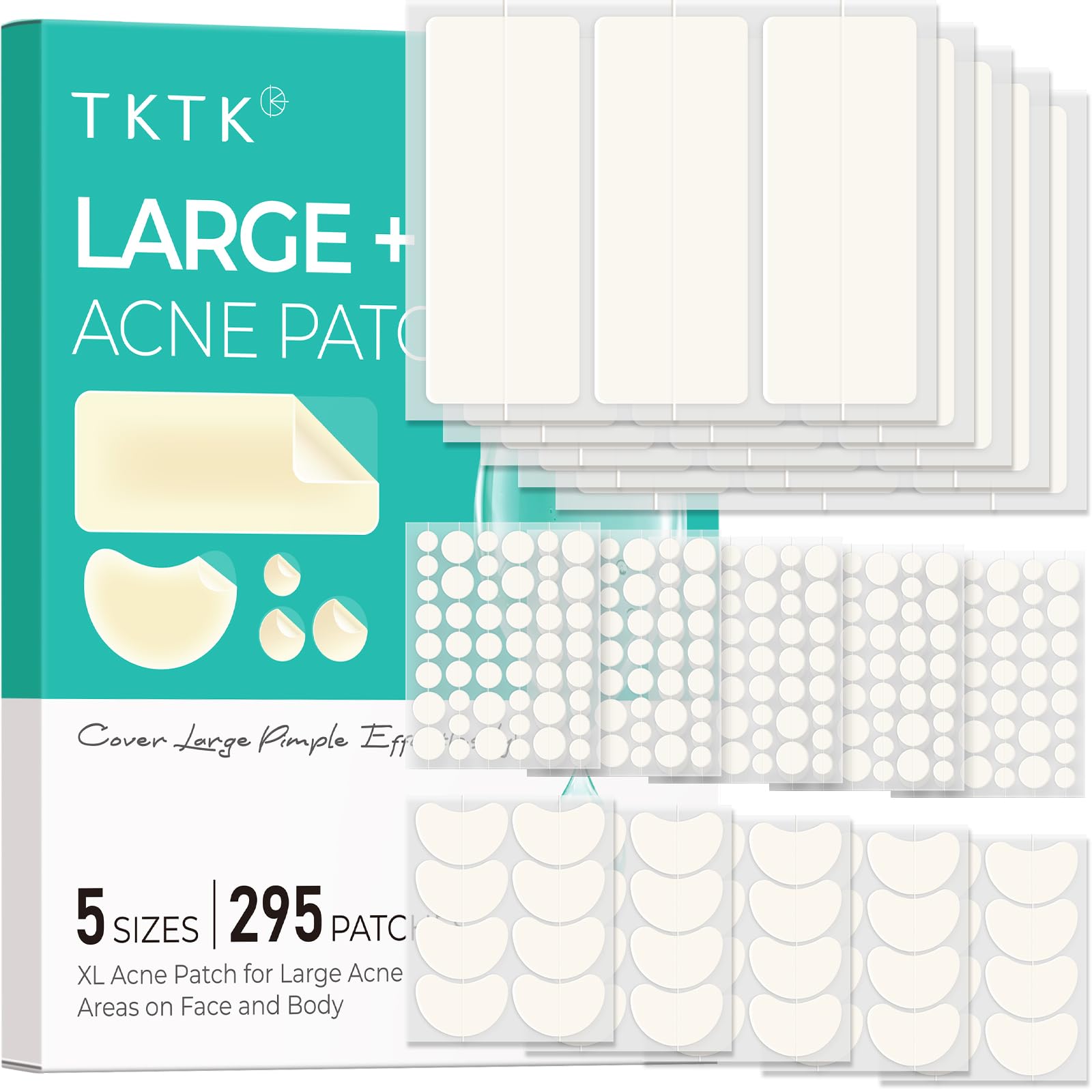 Pansements TKTK XL pour le visage, couverture dense et absorption efficace.