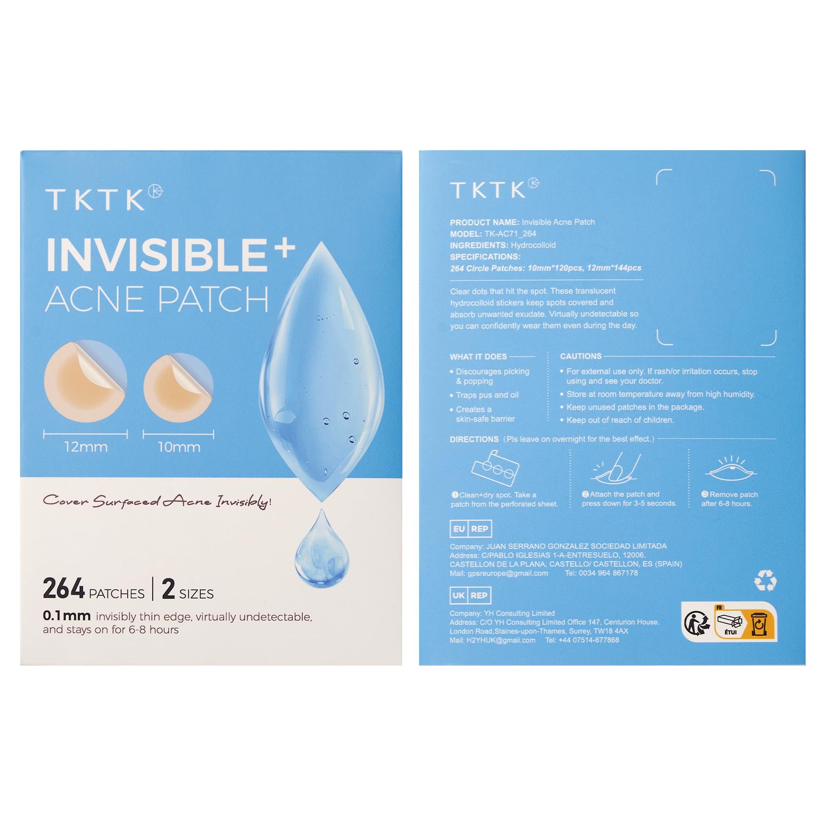 Patch TKTK évite le toucher et irritations, pour une peau tranquille.