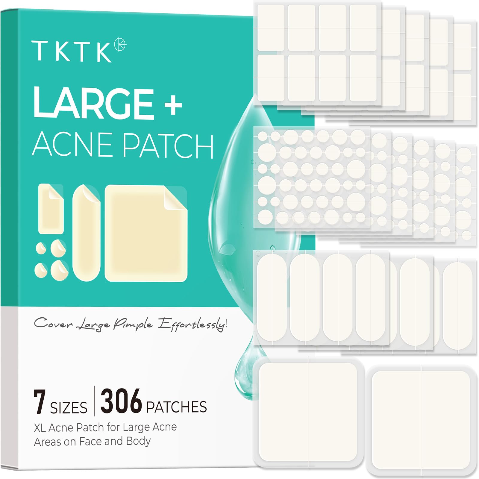 Patch TKTK grand visage, absorption rapide pour les imperfections.
