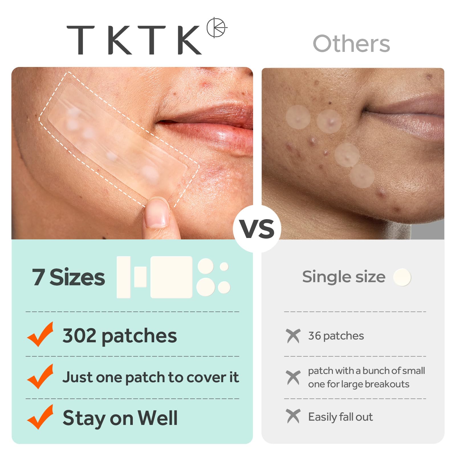Patch hydrocolloide TKTK pour le front, usage rapide et sûr.