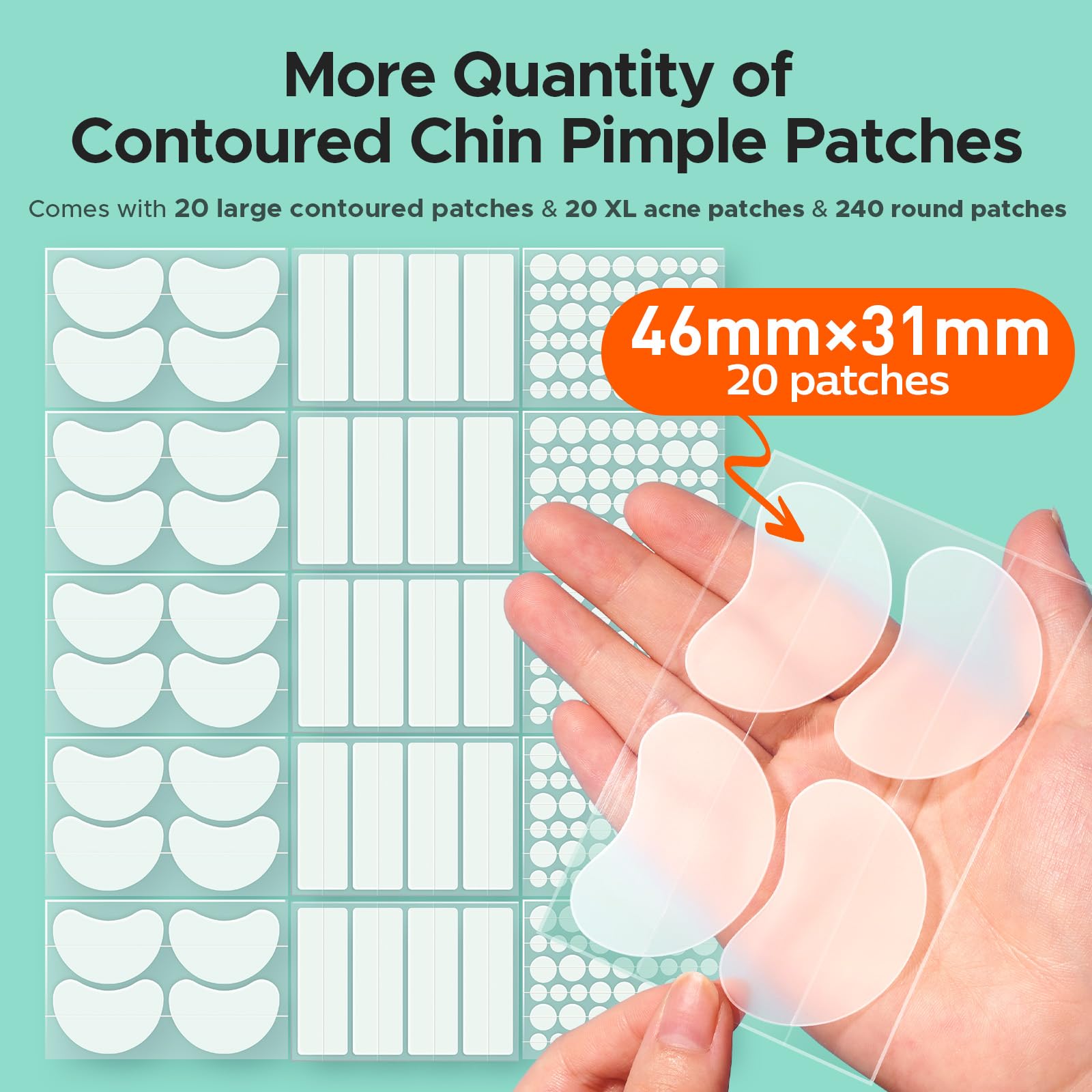 Patch hydrocolloide TKTK ligne mandibulaire XL, épouse les contours.