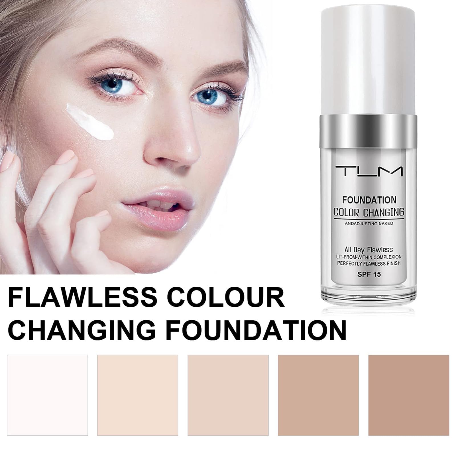 Application sur la peau, rendu homogène et naturel.
