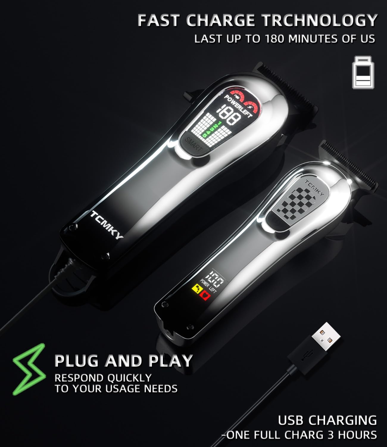 TCMKY écran LED affiche le niveau de batterie pour planifier votre séance