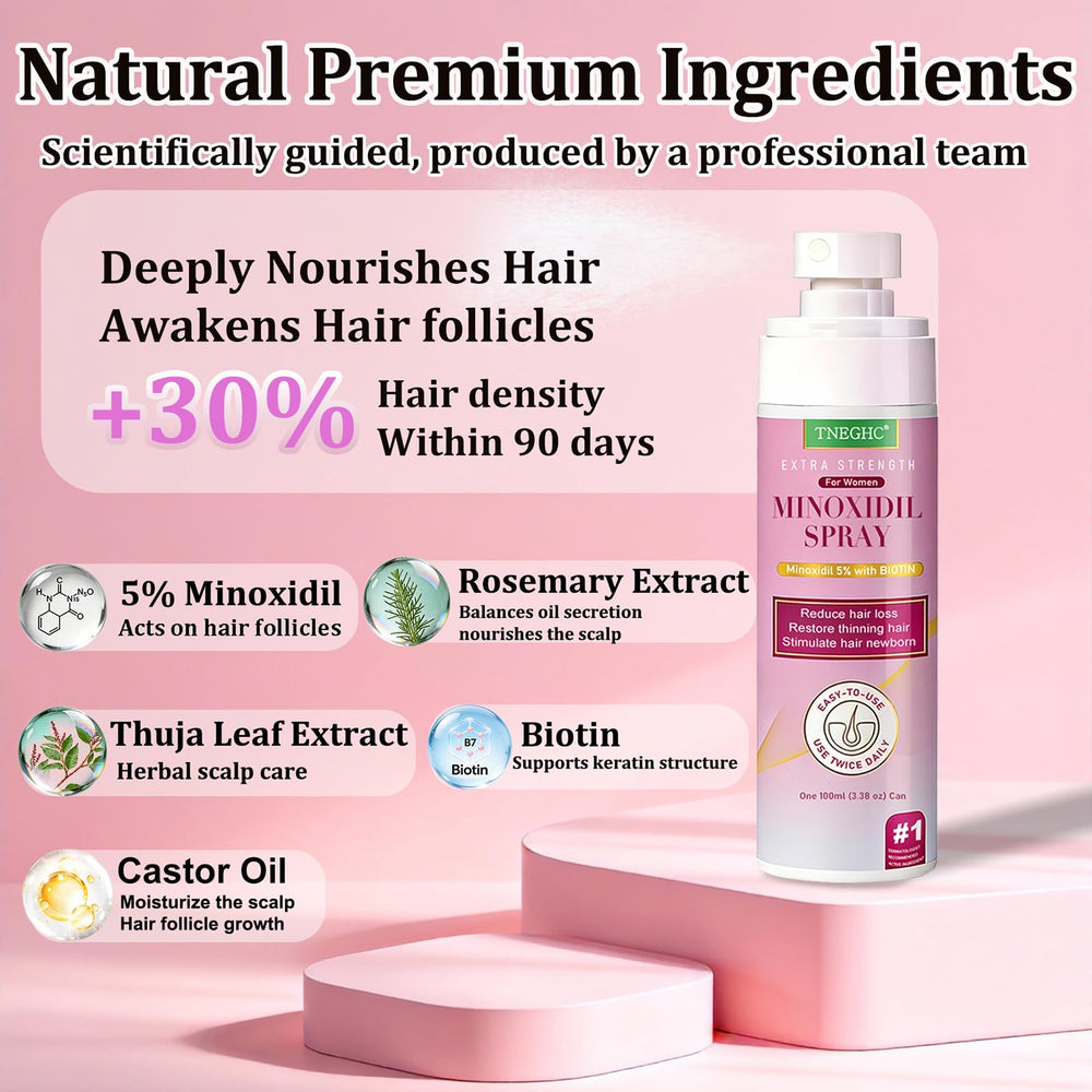Application sur le cuir chevelu avec Minoxidil 5% de TNEGHC, stimulation potentielle