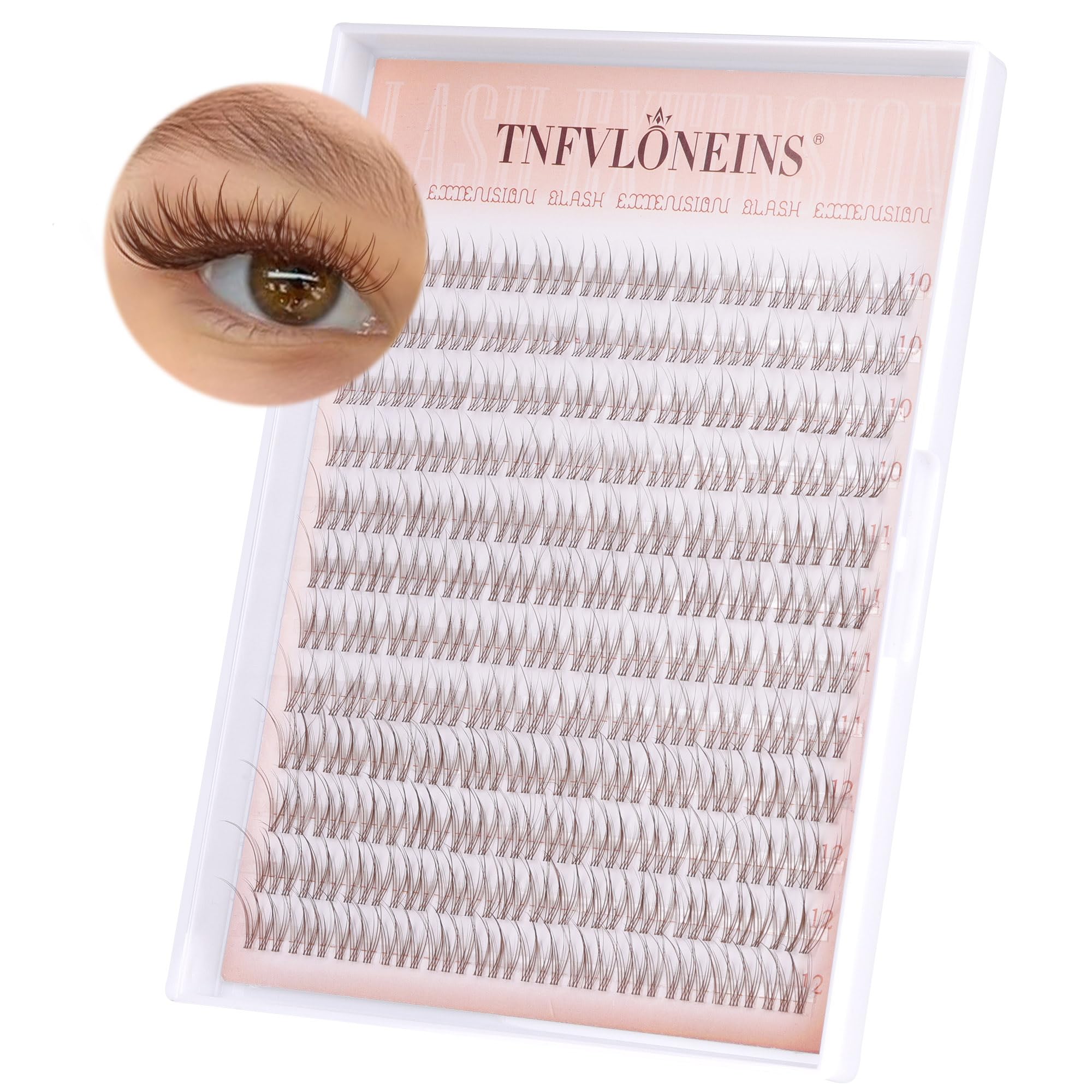 TNFVLONEINS brun clusters cils naturels, rendu discret pour un regard quotidien.