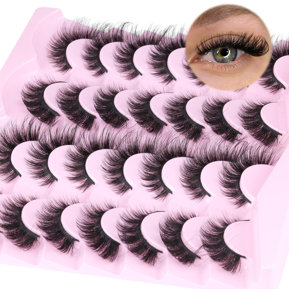 TNFVLONEINS cils vison regard oeil-renard 14 paires pour un regard en coin naturel