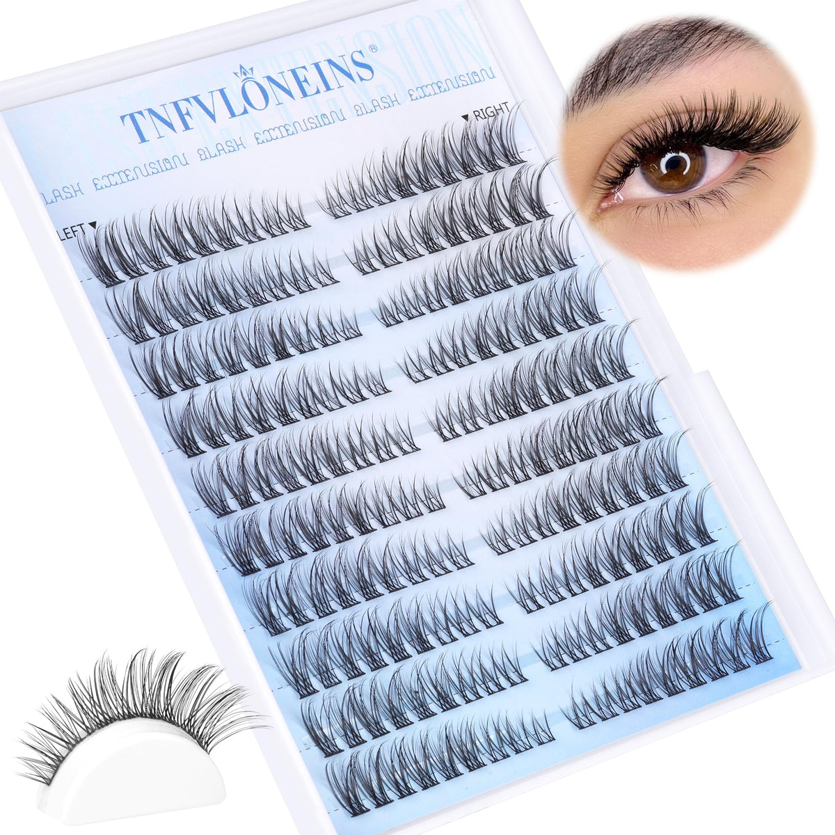 TNFVLONEINS clusters cils gauche droite courbure C pour un look équilibré et naturel