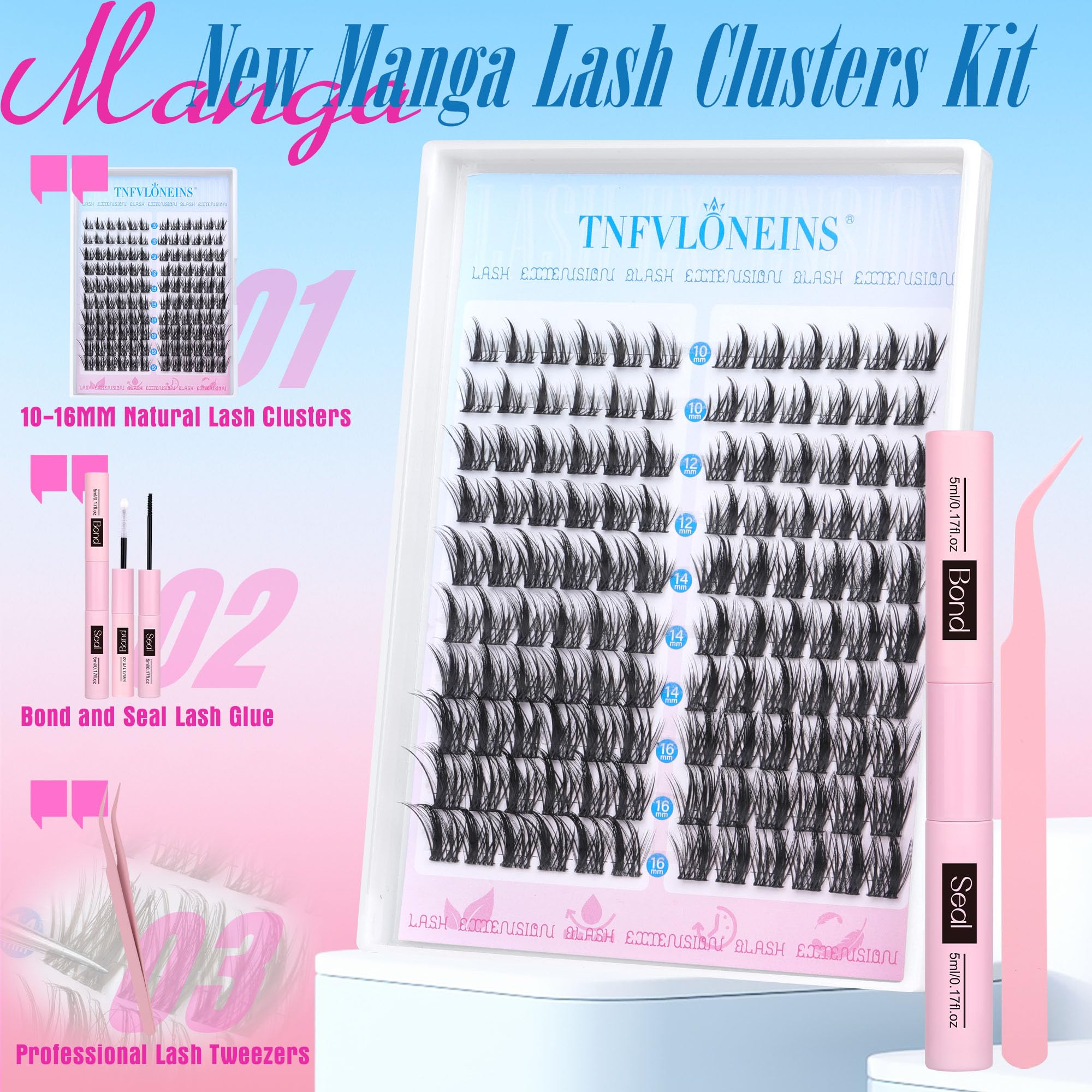 TNFVLONEINS clusters ultra-fin 0,07 mm : intégration douce avec les cils