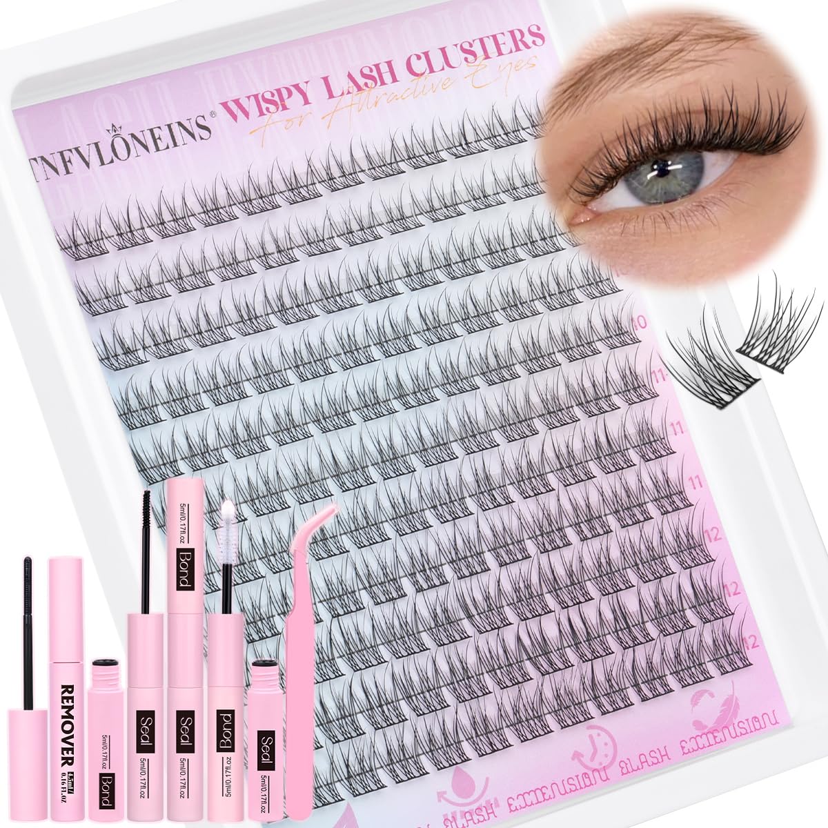 TNFVLONEINS ensemble cils naturels 9-12mm pour un regard discret et élégant.