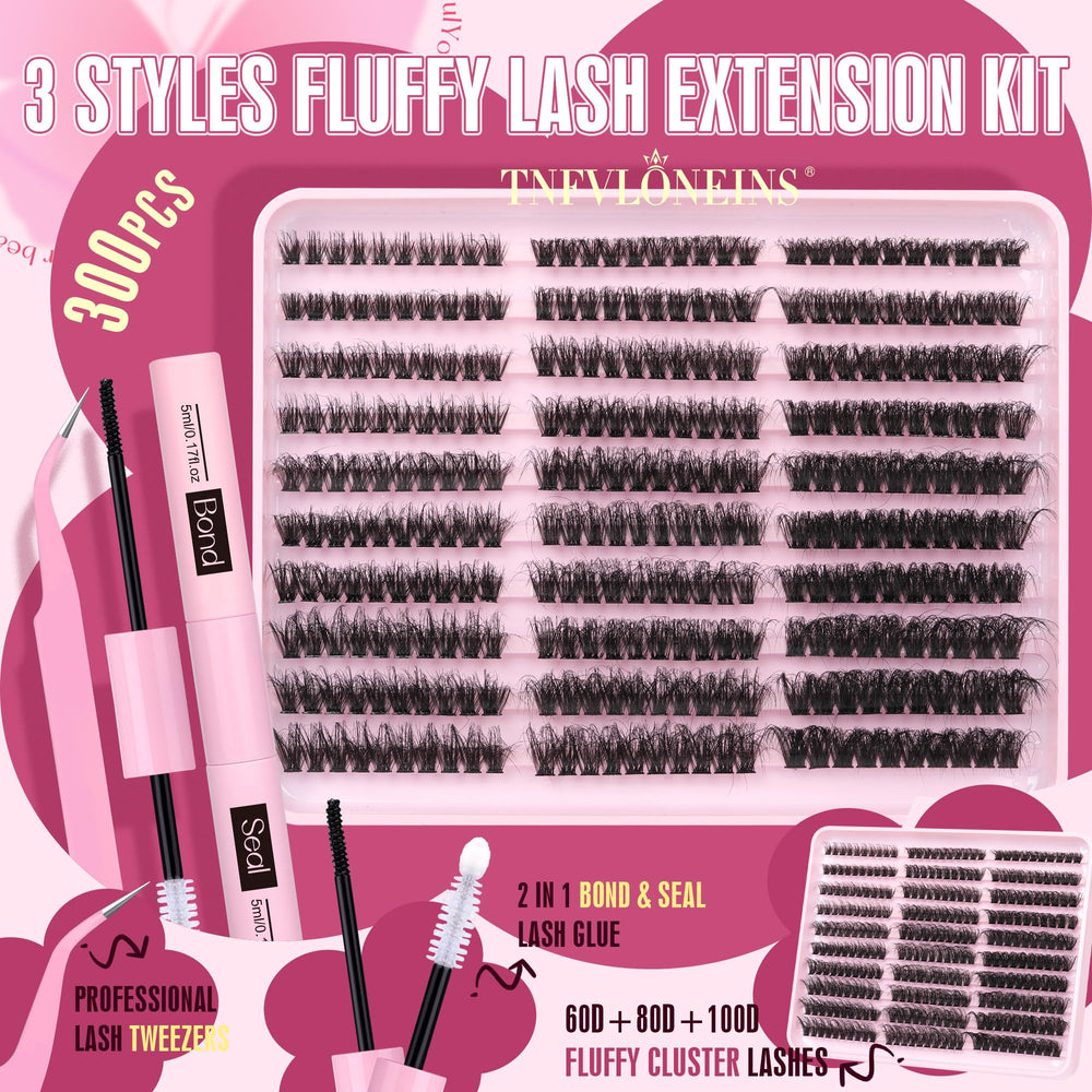 TNFVLONEINS ensemble fluffy 300 pièces pour cils épais et équilibrés.
