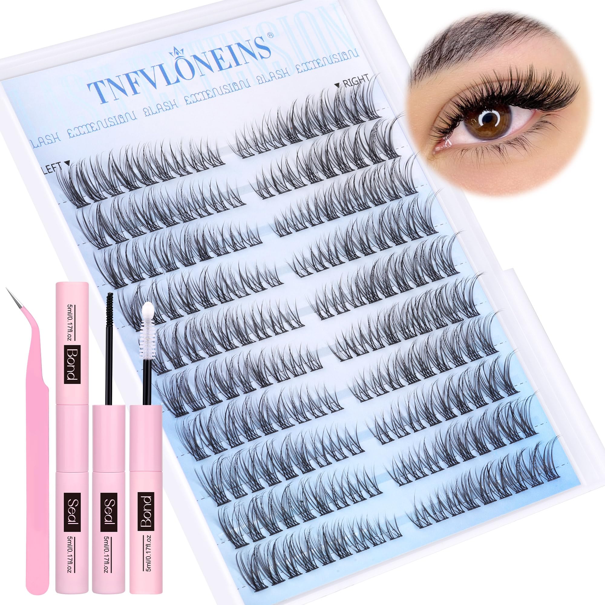 Kit TNFVLONEINS cils clusters naturels 180 pièces pour un regard discret et naturel.