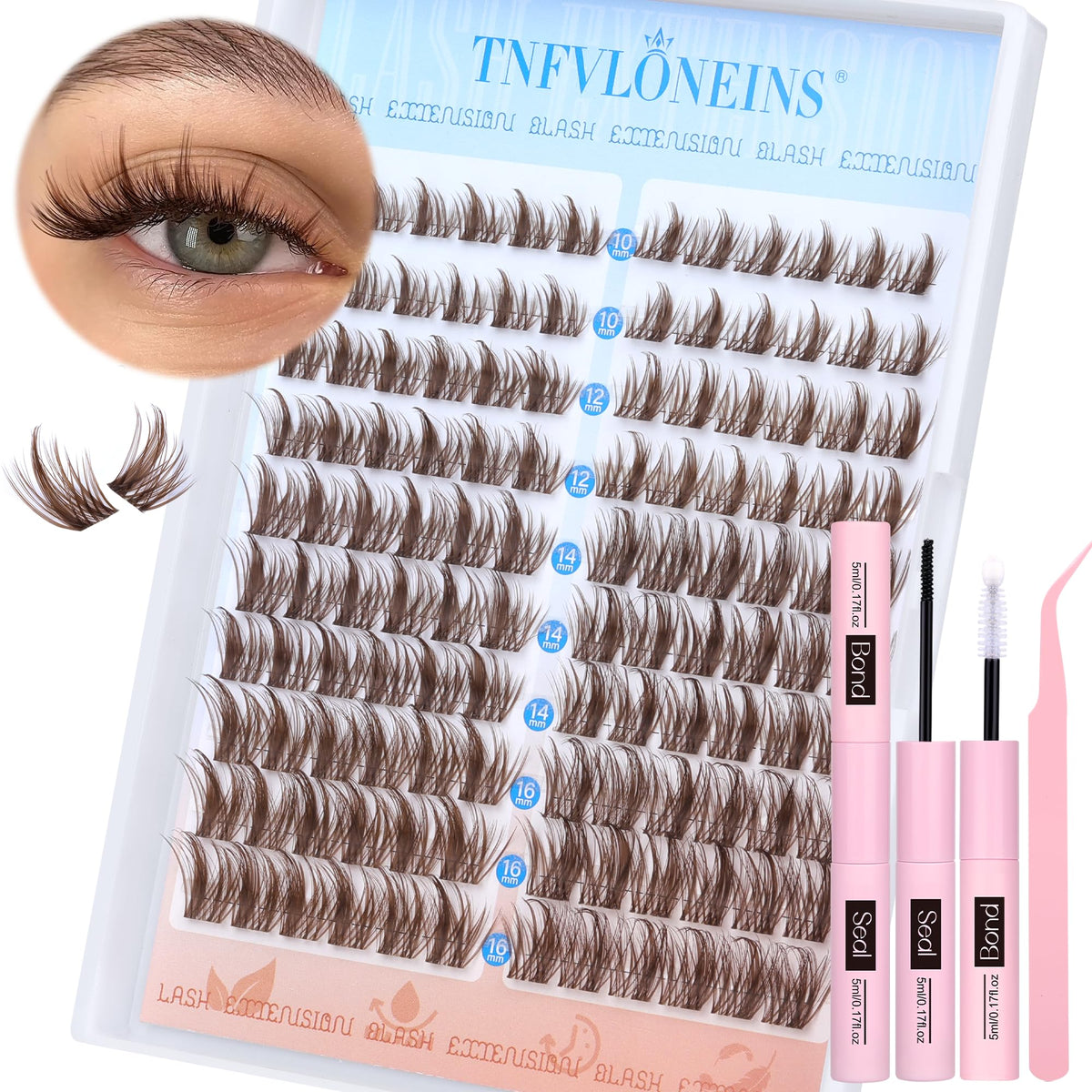 TNFVLONEINS kit cils manga marron avec grappes pour regard naturel