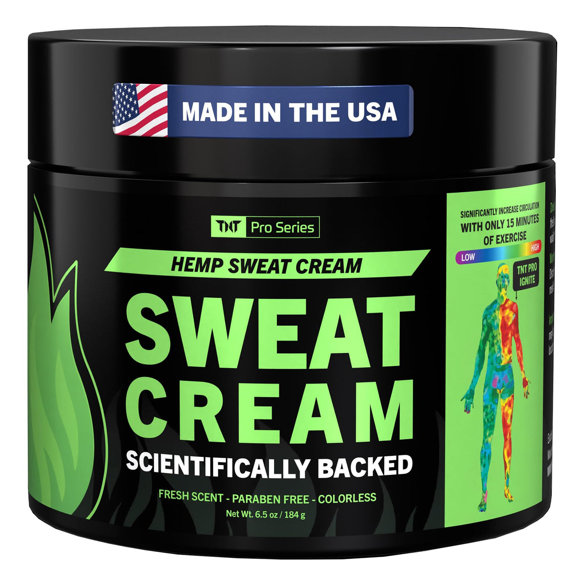 TNT Pro Series Ignite hot sweat cream jar close-up for pre-workout warm-up
