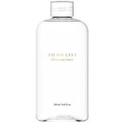 TO DO LIST eau micellaire dans une bouteille rectangulaire, démaquillage en douceur.