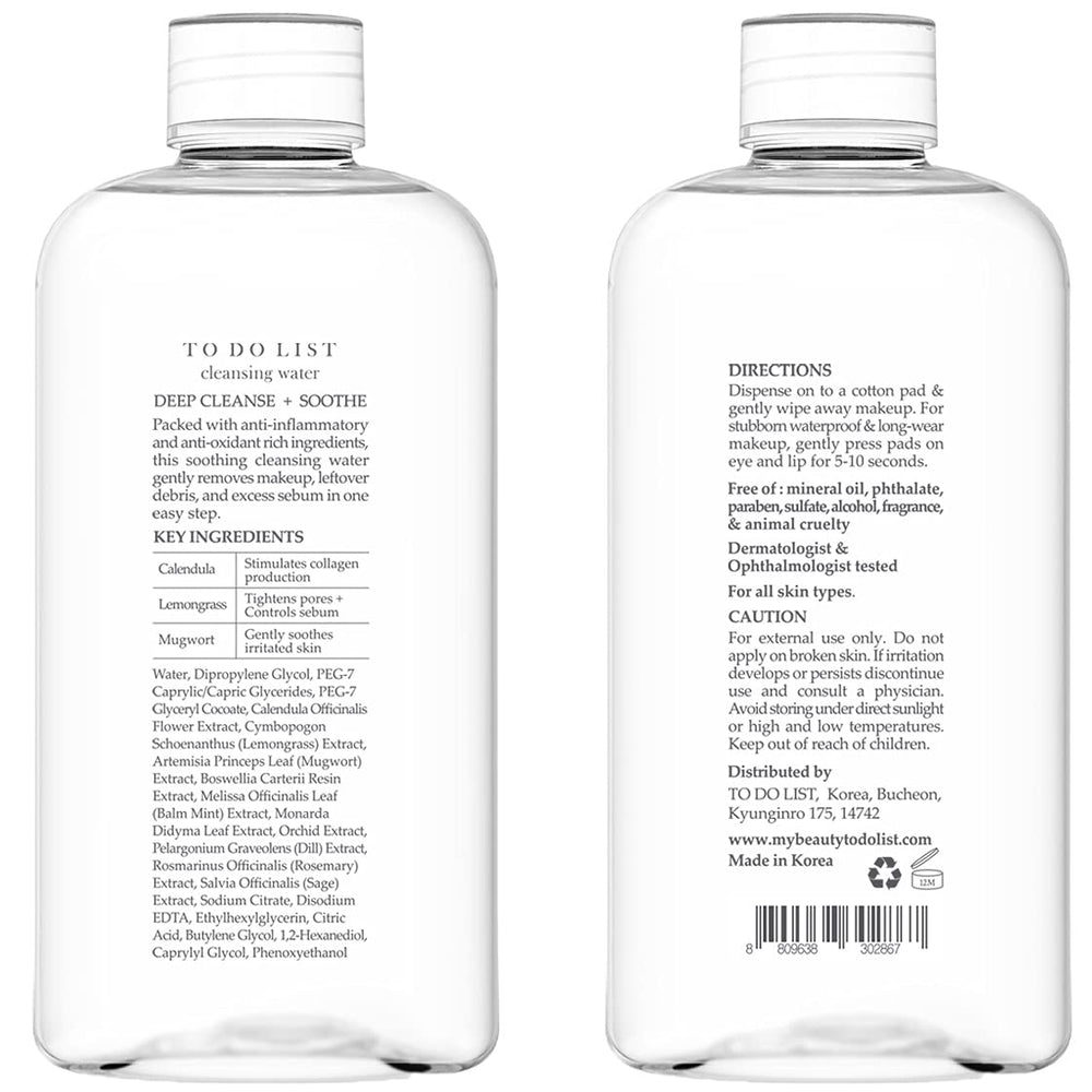TO DO LIST eau micellaire format voyage pratique et sans huile.