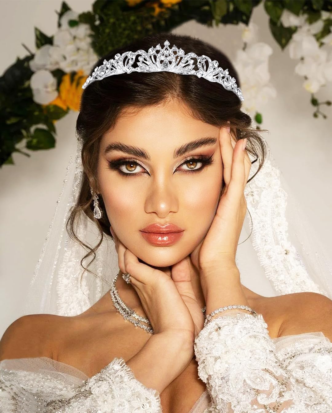 TOBATOBA couronne argentée pour mariage, bal, prom et quinceañera.