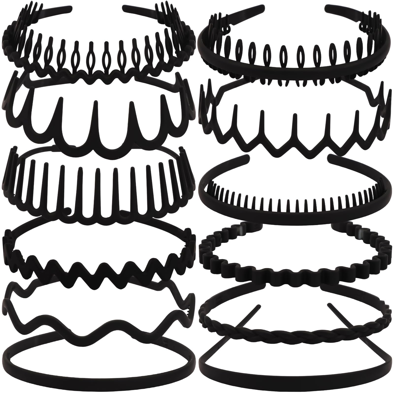 TOBATOBA serre-tête noir dents zigzag, maintien confortable pendant l'entraînement