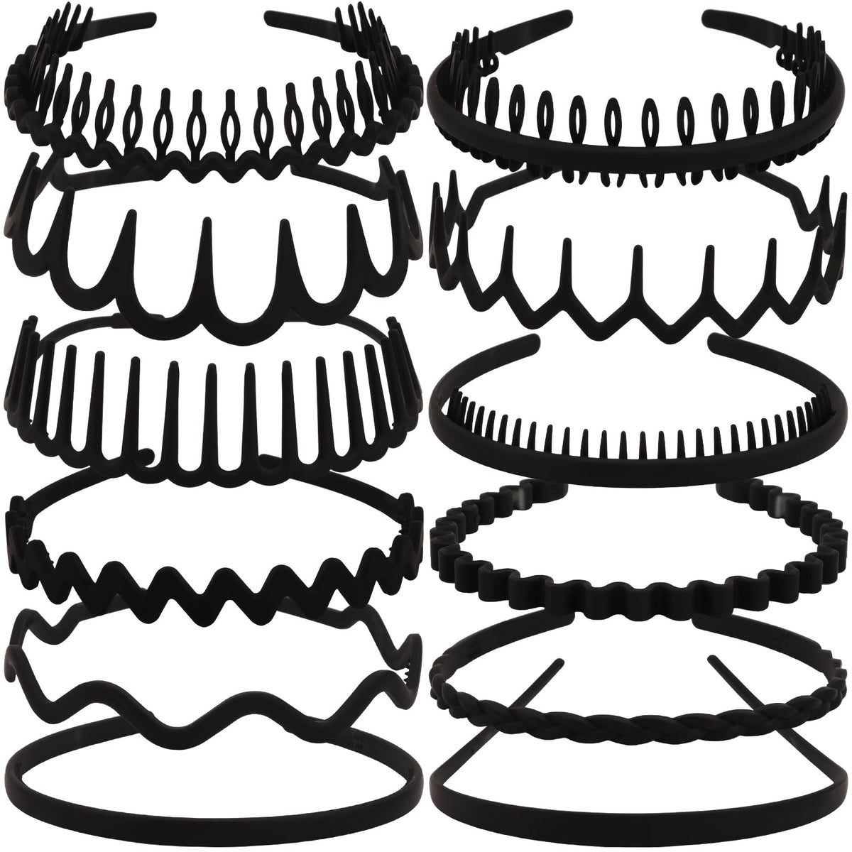 TOBATOBA serre-tête noir dents zigzag, maintien confortable pendant l'entraînement
