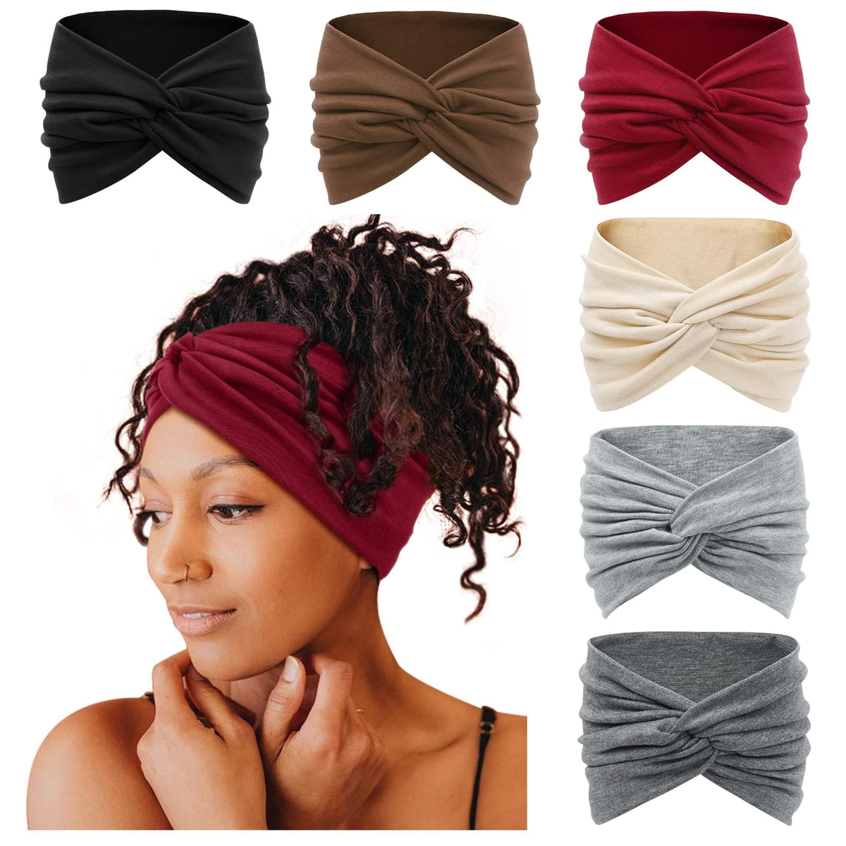 Bandeau Tobeffect extra-large 7 pouces, parfait pour couvrir les cheveux en journée active.