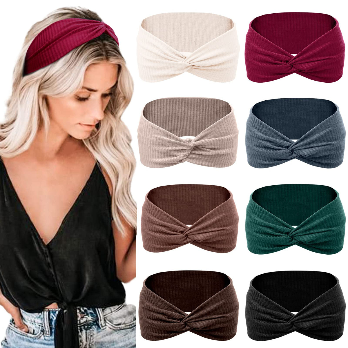 Bandeau Tobeffect twist noir: maintien fiable pour cheveux courts, style discret