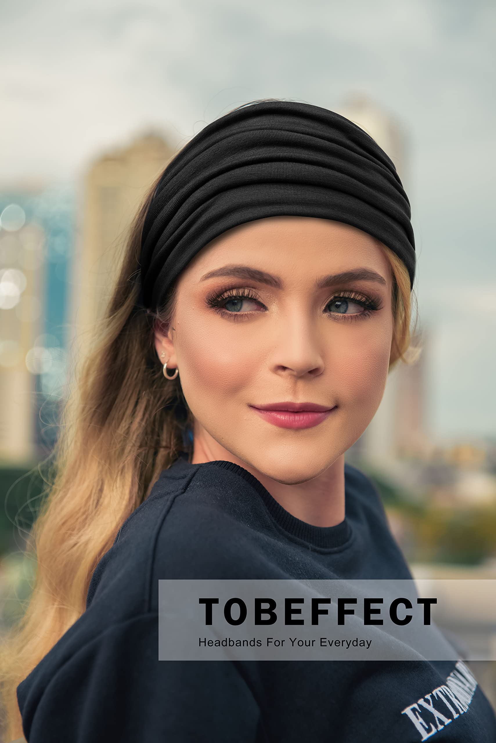 Tobeffect bandeau noir quotidien: pratique pour spa, soins du visage et coiffure rapide.