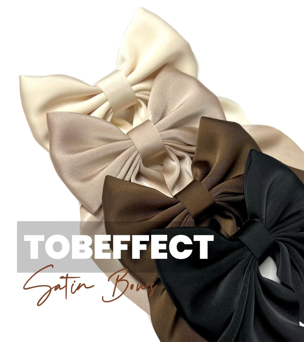 Tobeffect barrette noeud satin bleu marine – allure sophistiquée pour travail et école.