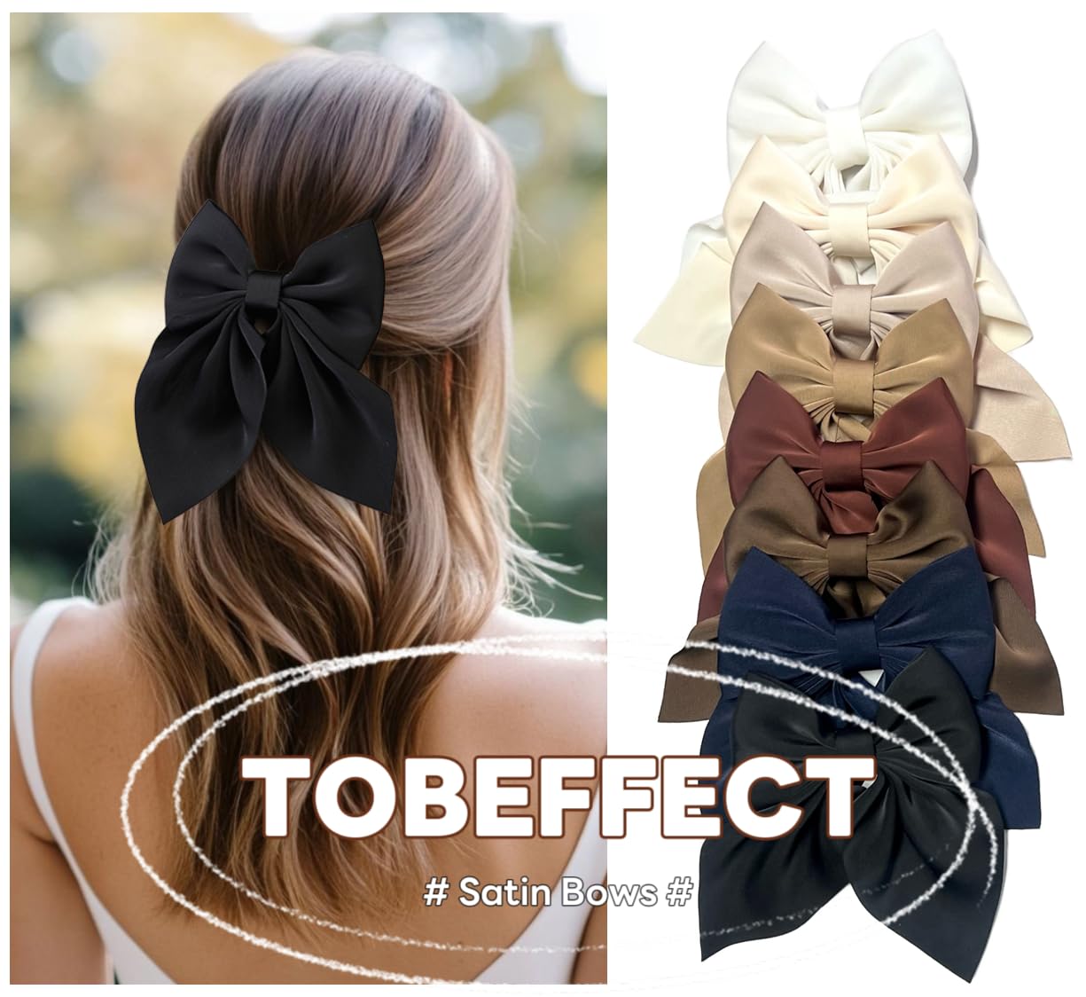 Tobeffect barrette noeud satin creme – look chic rapide au quotidien.