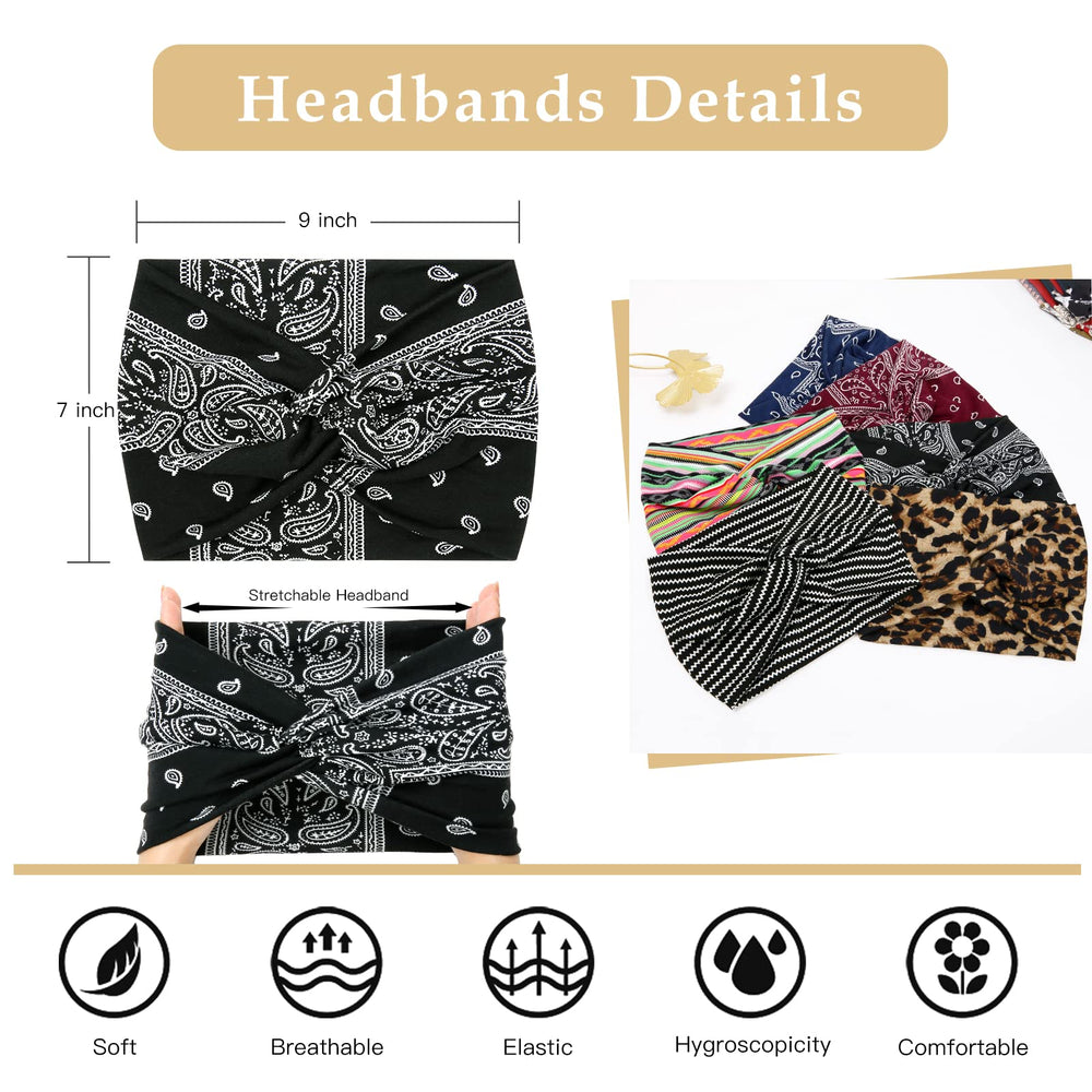 Tobeffect floral boho headband with front knot, ideal for workouts and daily outfits