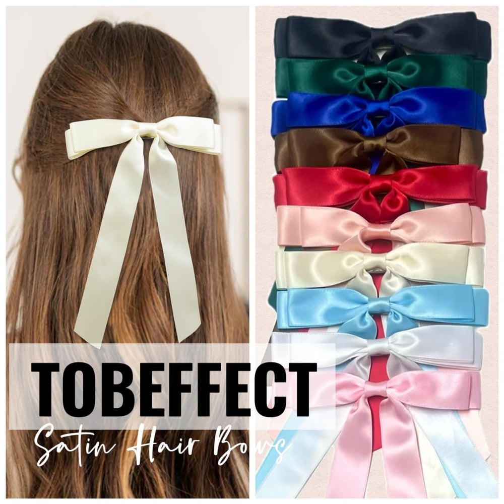 Noeud-cheveux satin Tobeffect avec clip crocodile – tenue sûre pour toutes longueurs.