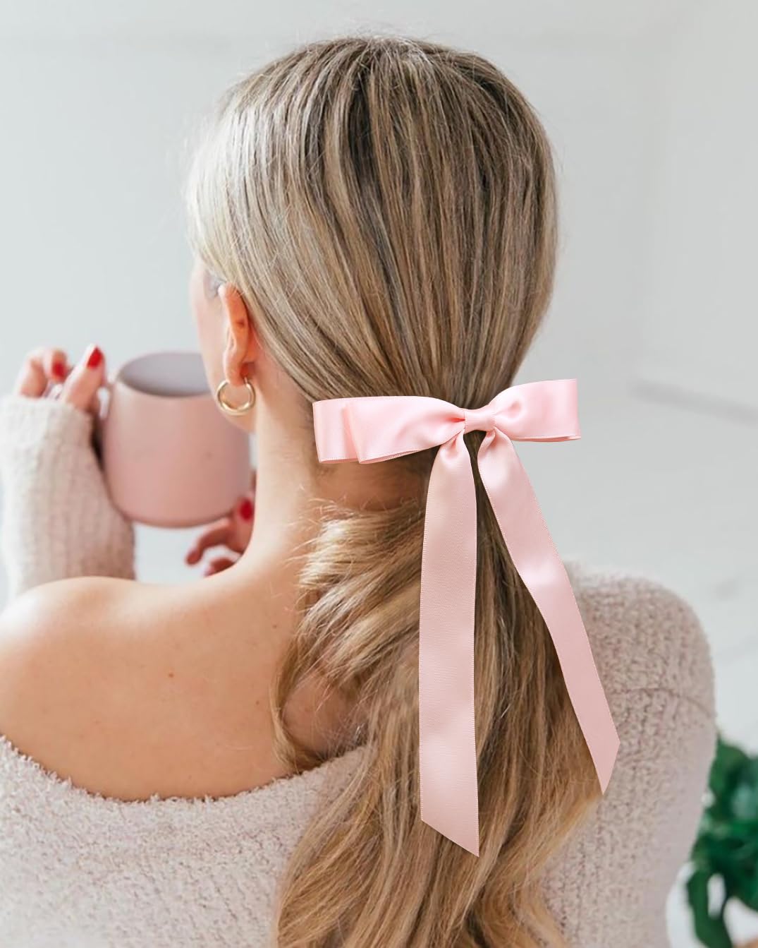 Noeud-cheveux-satin Tobeffect – pret pour vacances, ecole et fetes.
