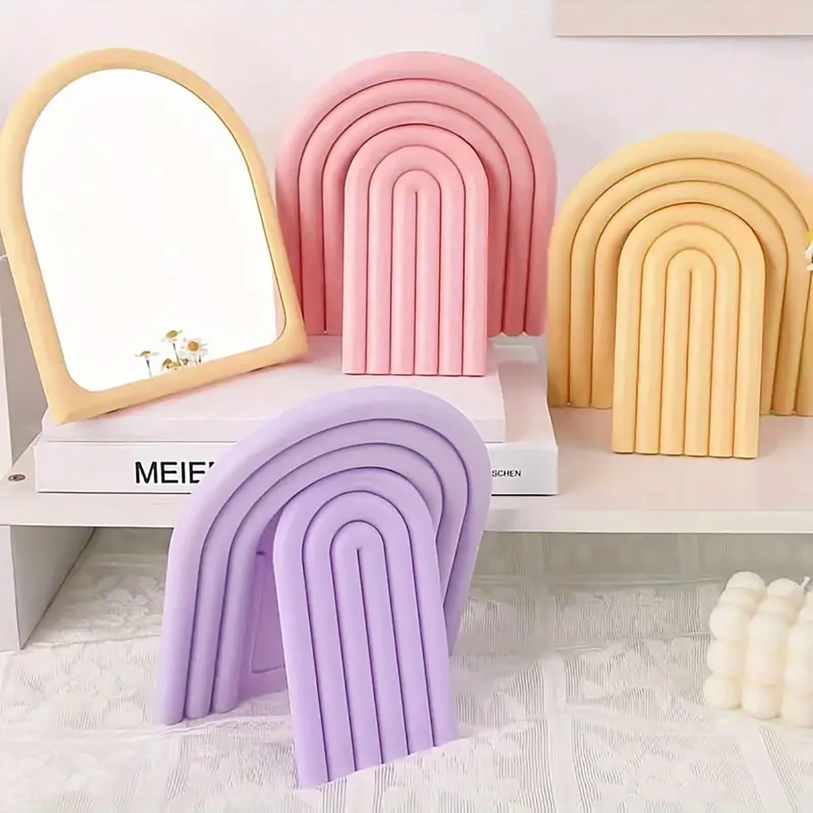 TOBETOPTOOLER Miroir maquillage arc rose: cadre chic pour photos.
