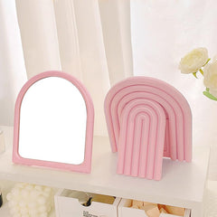 TOBETOPTOOLER Miroir arc rose: coiffeuse décorative idéale pour petite chambre.