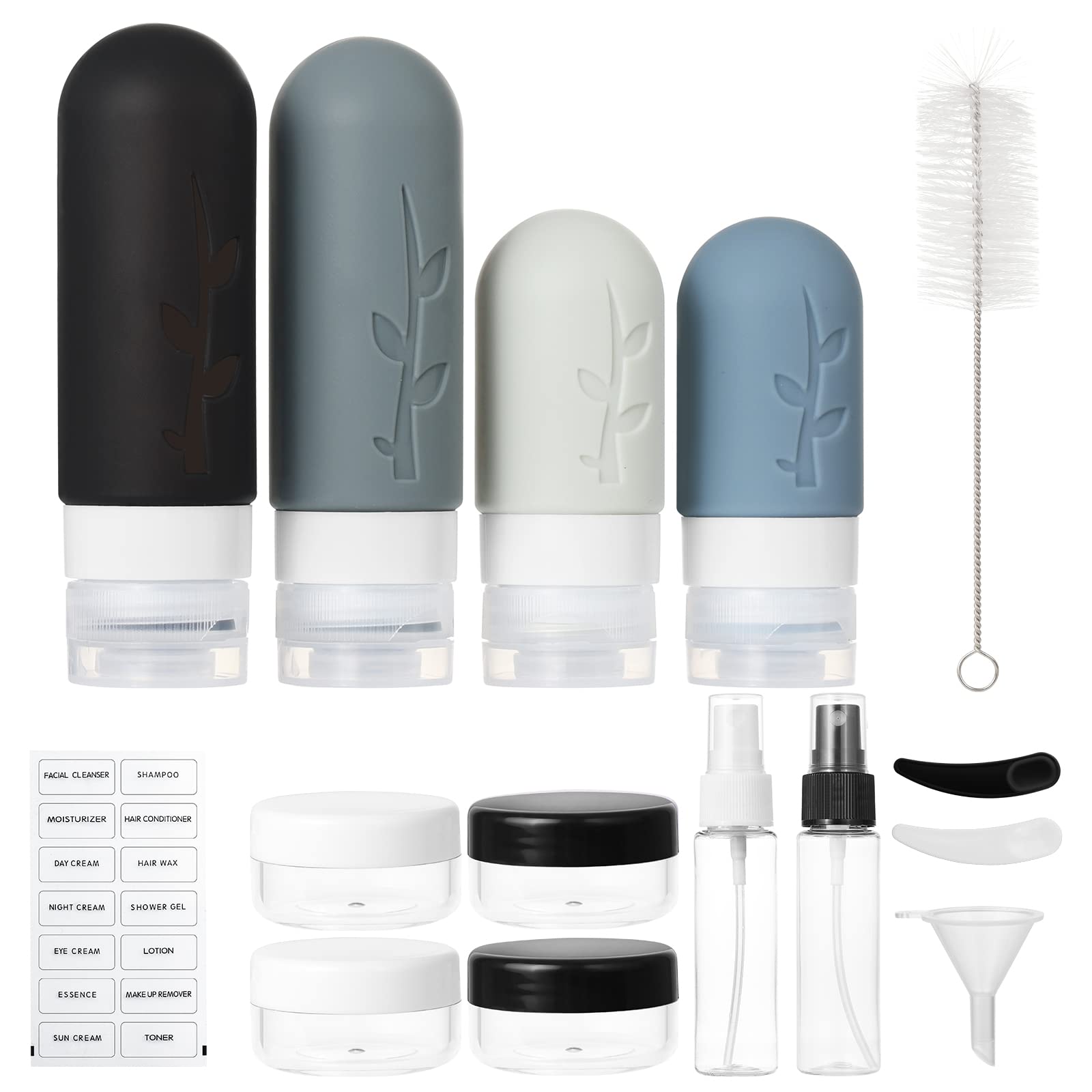 Tocelffe bouteilles silicone 90 ml, bouchon anti-fuite pour voyages sans dégâts