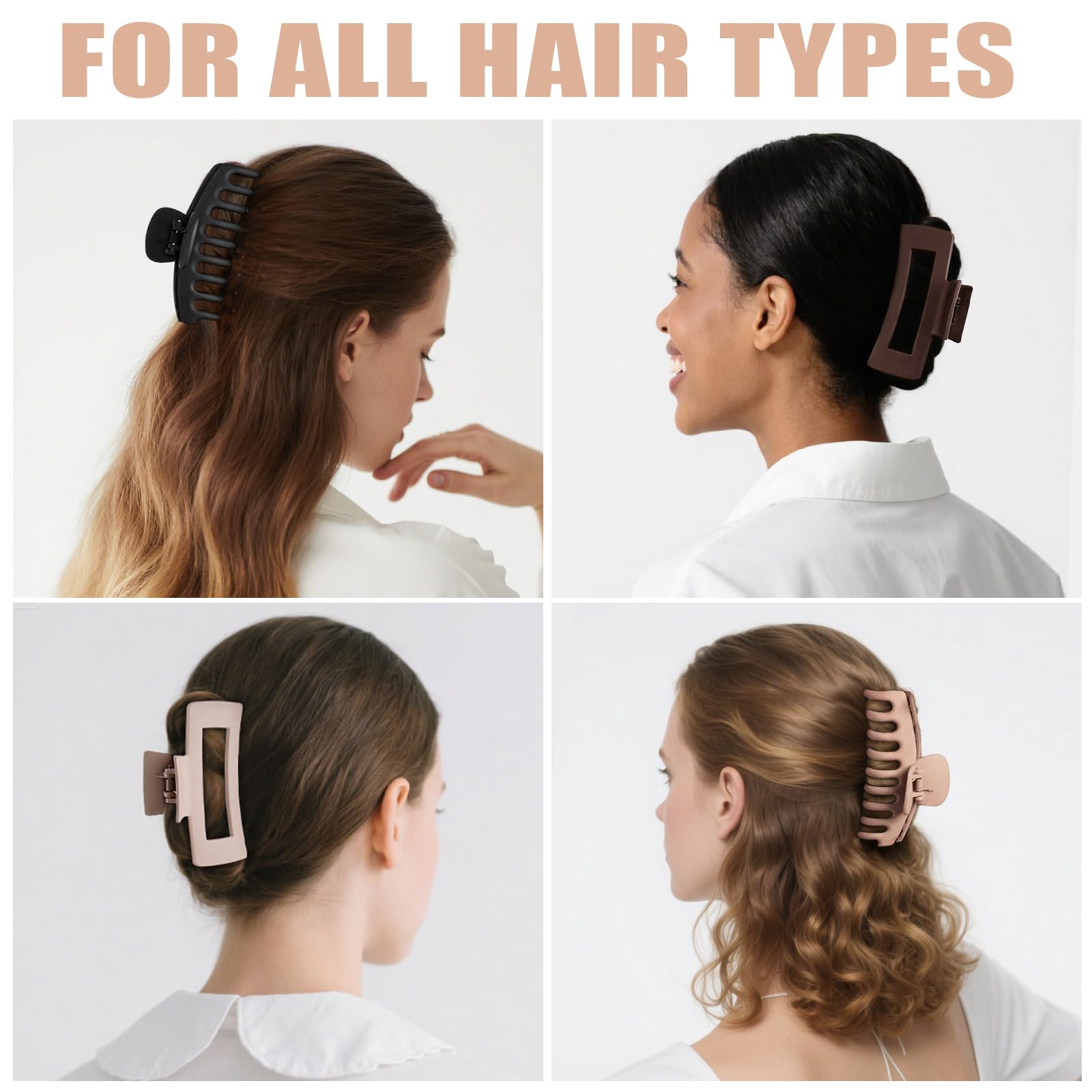 TOCESS clip cheveux gros, finition mate rose, pratique pour coiffures rapides.