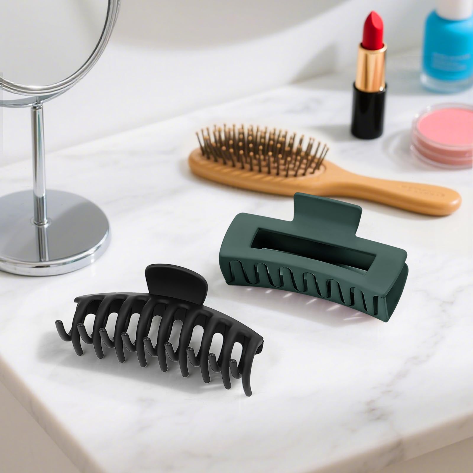 TOCESS pince à cheveux gris neutre – design mat polyvalent pour tous les styles
