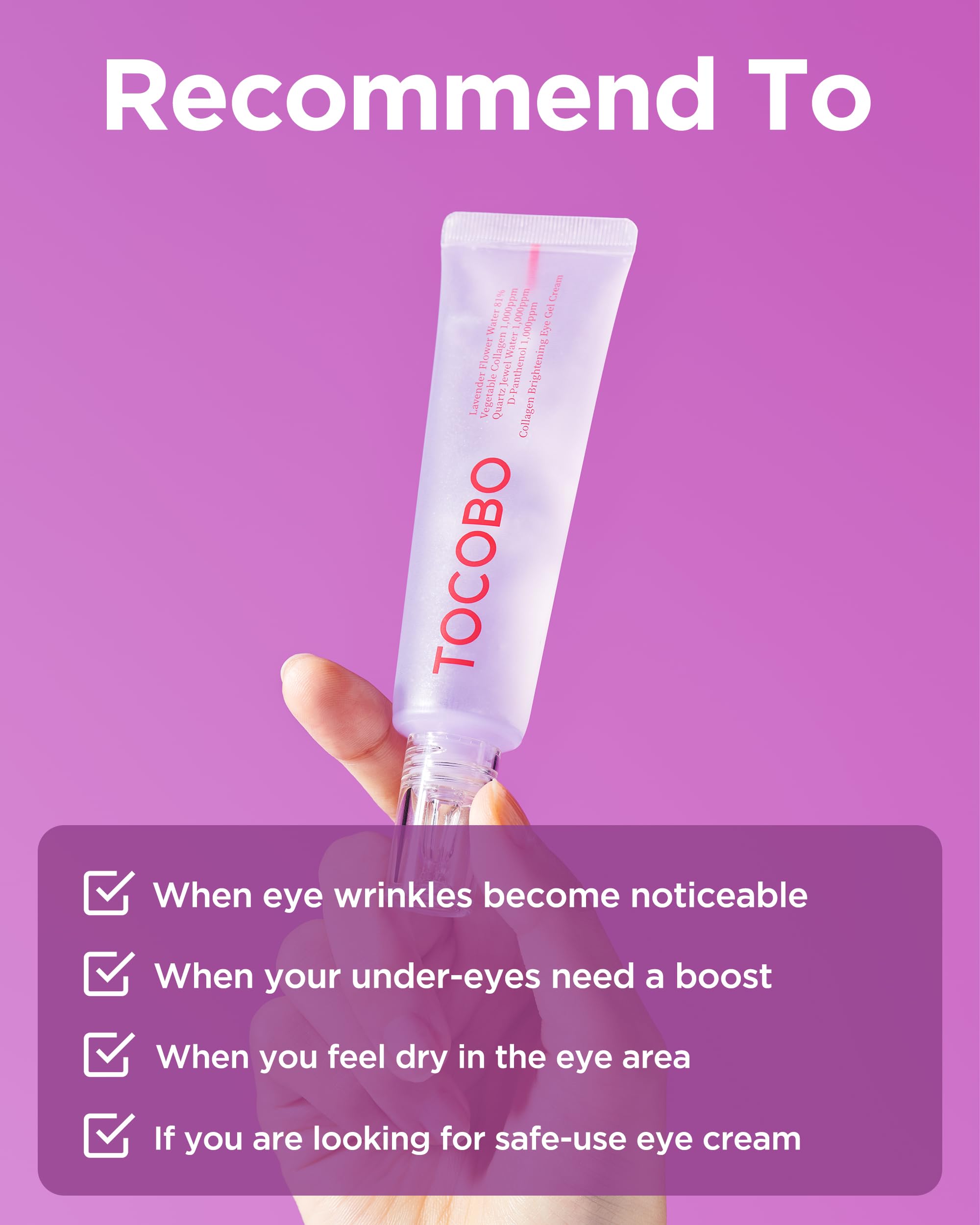 TOCOBO absorption rapide gel yeux, sensation fraiche et non gras.
