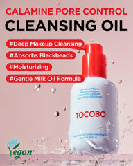 TOCOBO Calamine Pore Control, texture lait qui devient émulsion douce pour le rinçage.