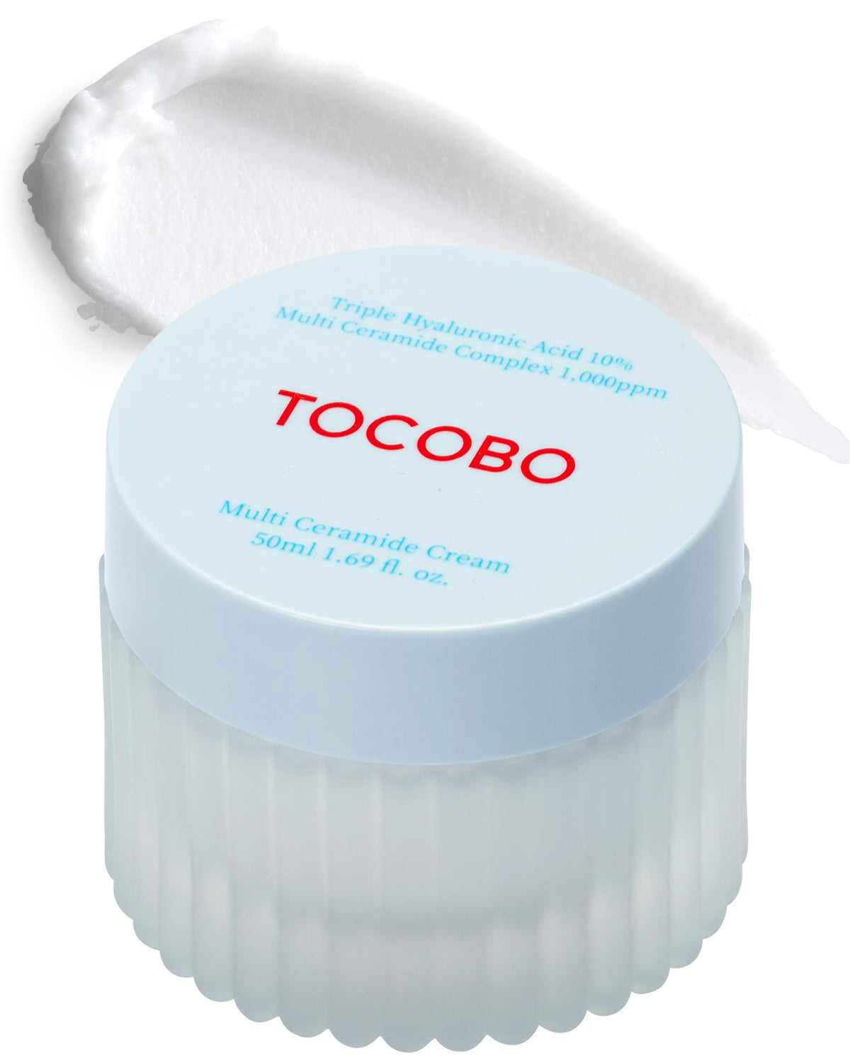 TOCOBO Crème Multi-Céramides en bouteille, hydratation légère prête à être appliquée.