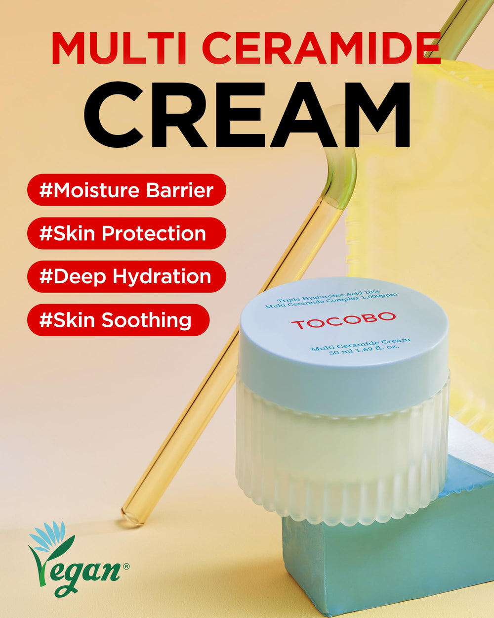 TOCOBO Crème Multi-Céramides texture meltante, absorption rapide sans résidu.