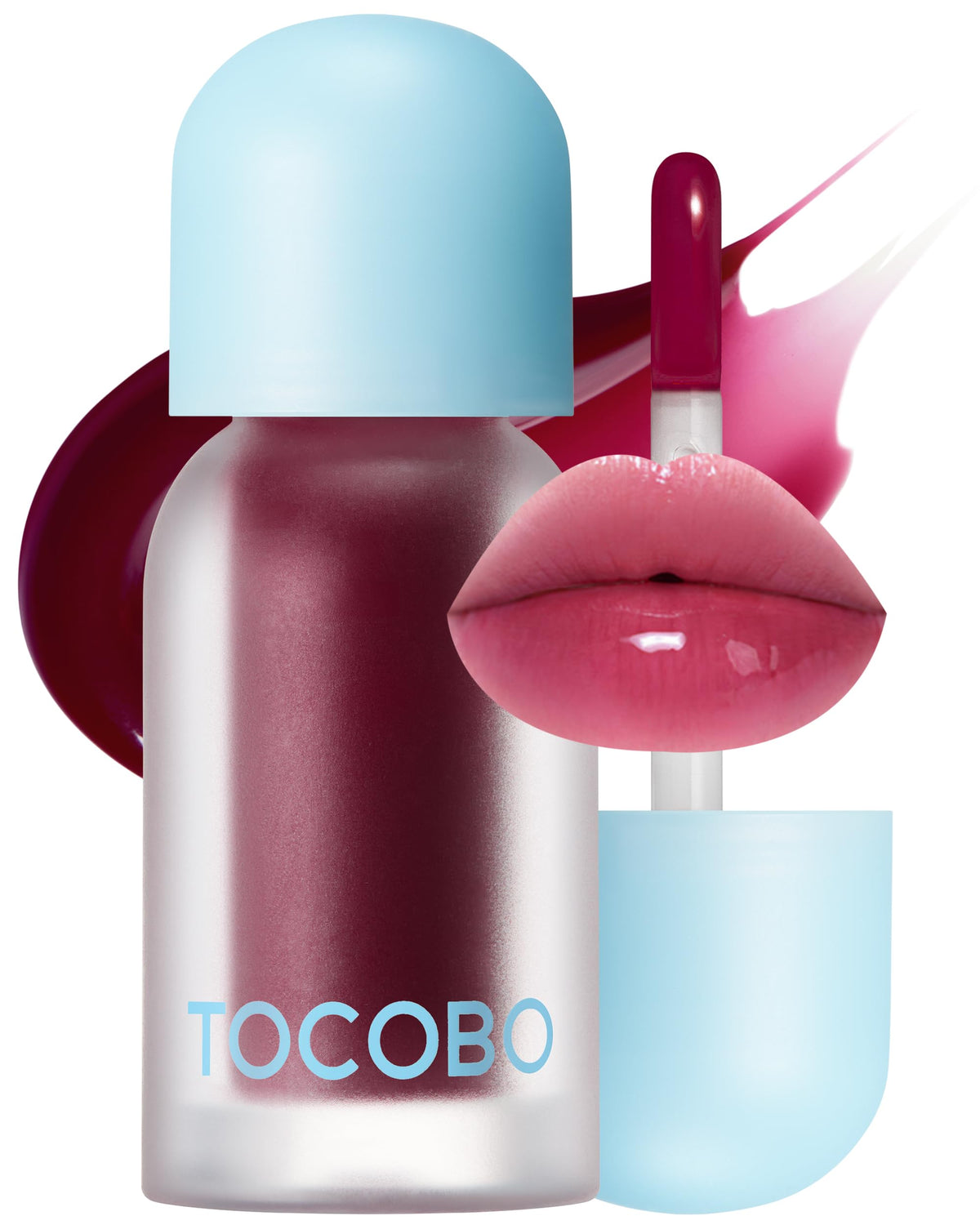 TOCOBO huile lèvres teinte prune mauve glace saphir pour une brillance fraîche.