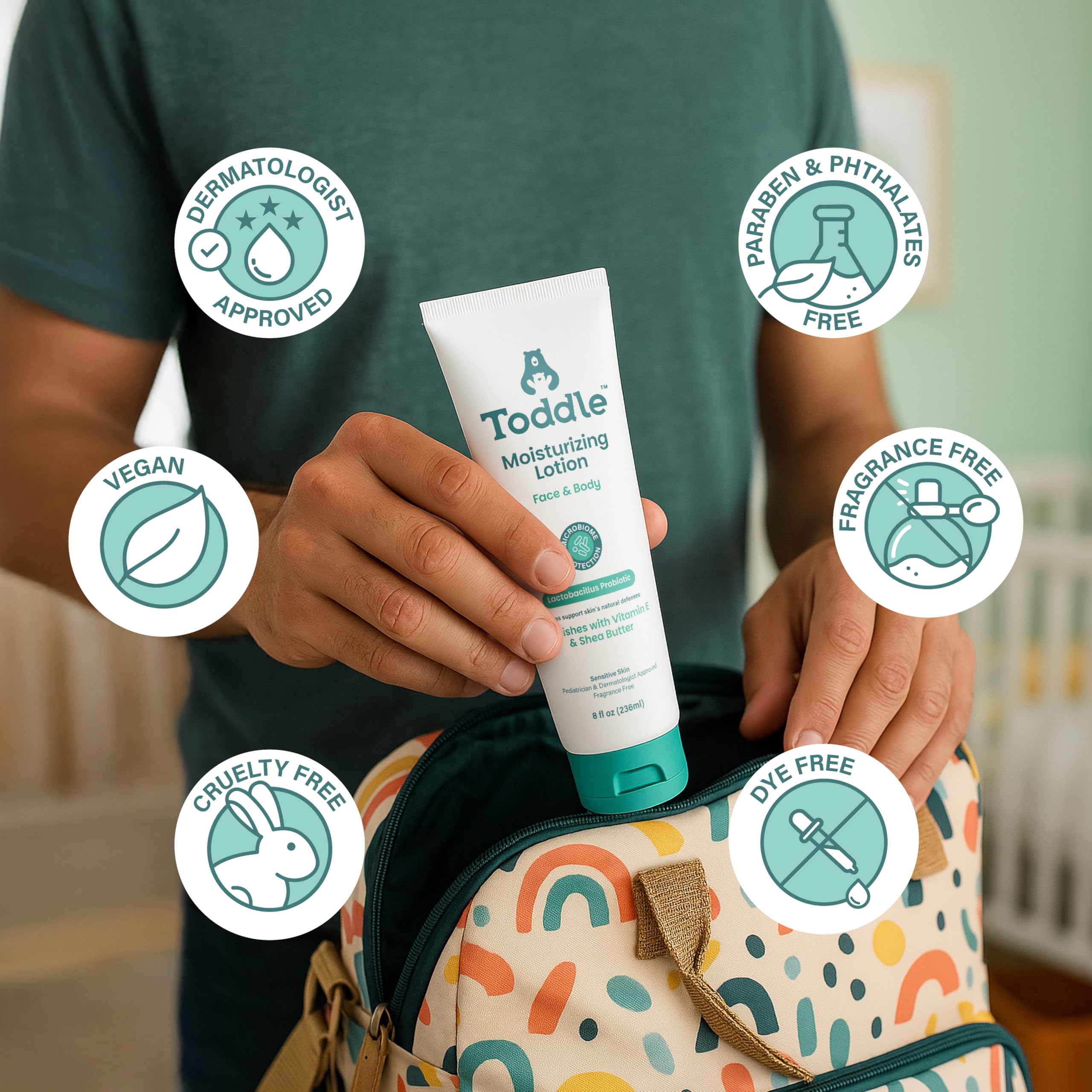 Usage quotidien: flacon compact prêt pour visage et corps.