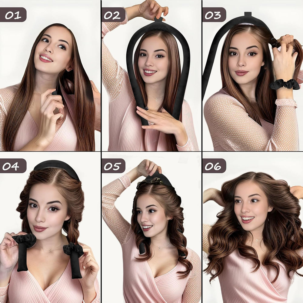 Toeah accessoires-coiffure-satin-nuit: kit polyvalent pour boucles au réveil.