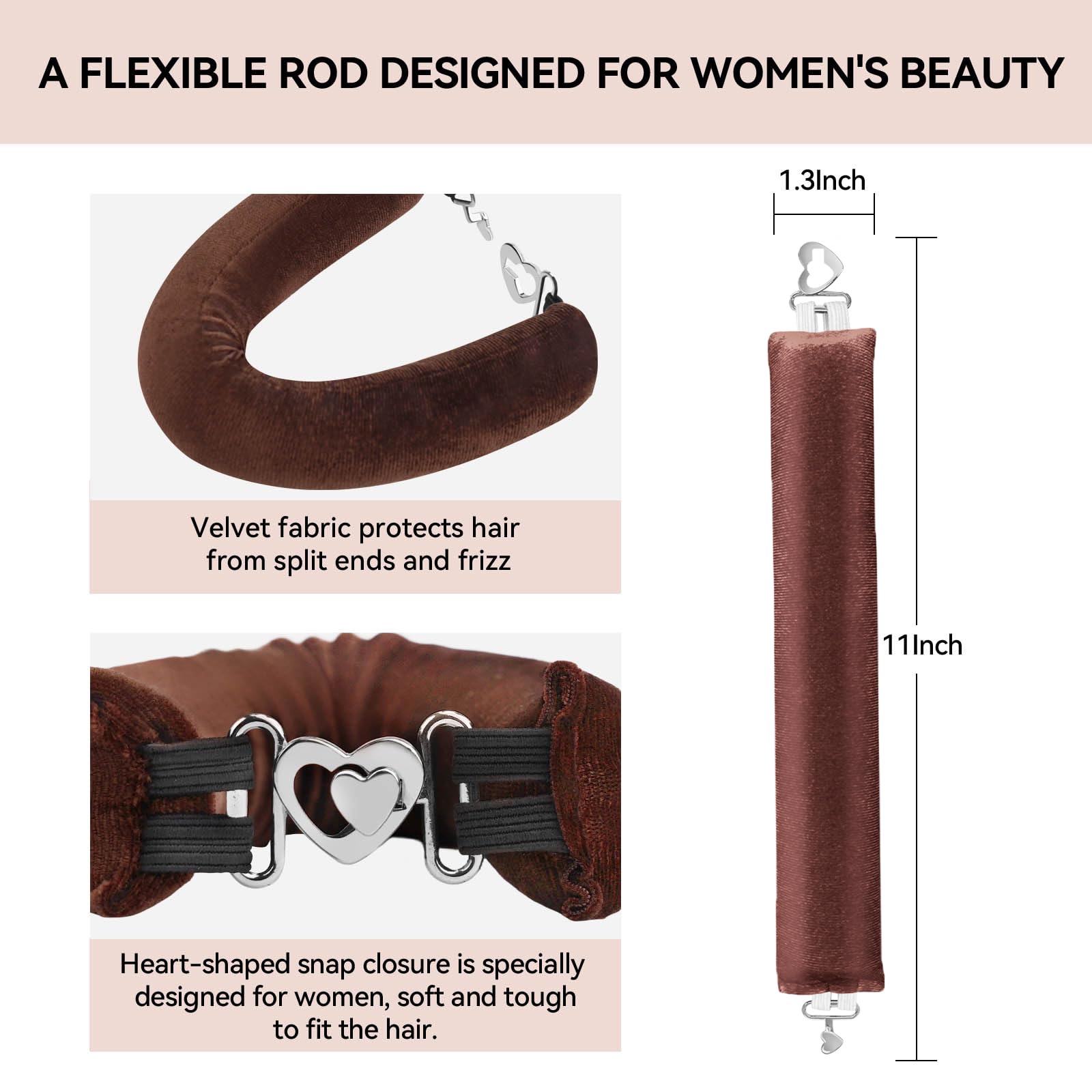 Togayu Rouleaux velours cœur – maintien sûr toute la nuit pour des boucles durables.