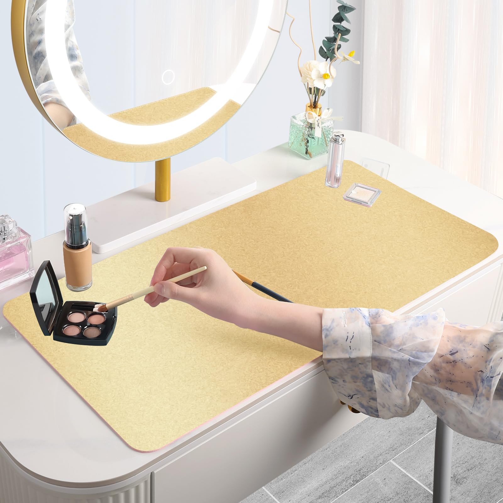 TOHONFOO tapis coiffeuse polyvalent, idéal comme dessous de clavier ou tapis de maquillage.