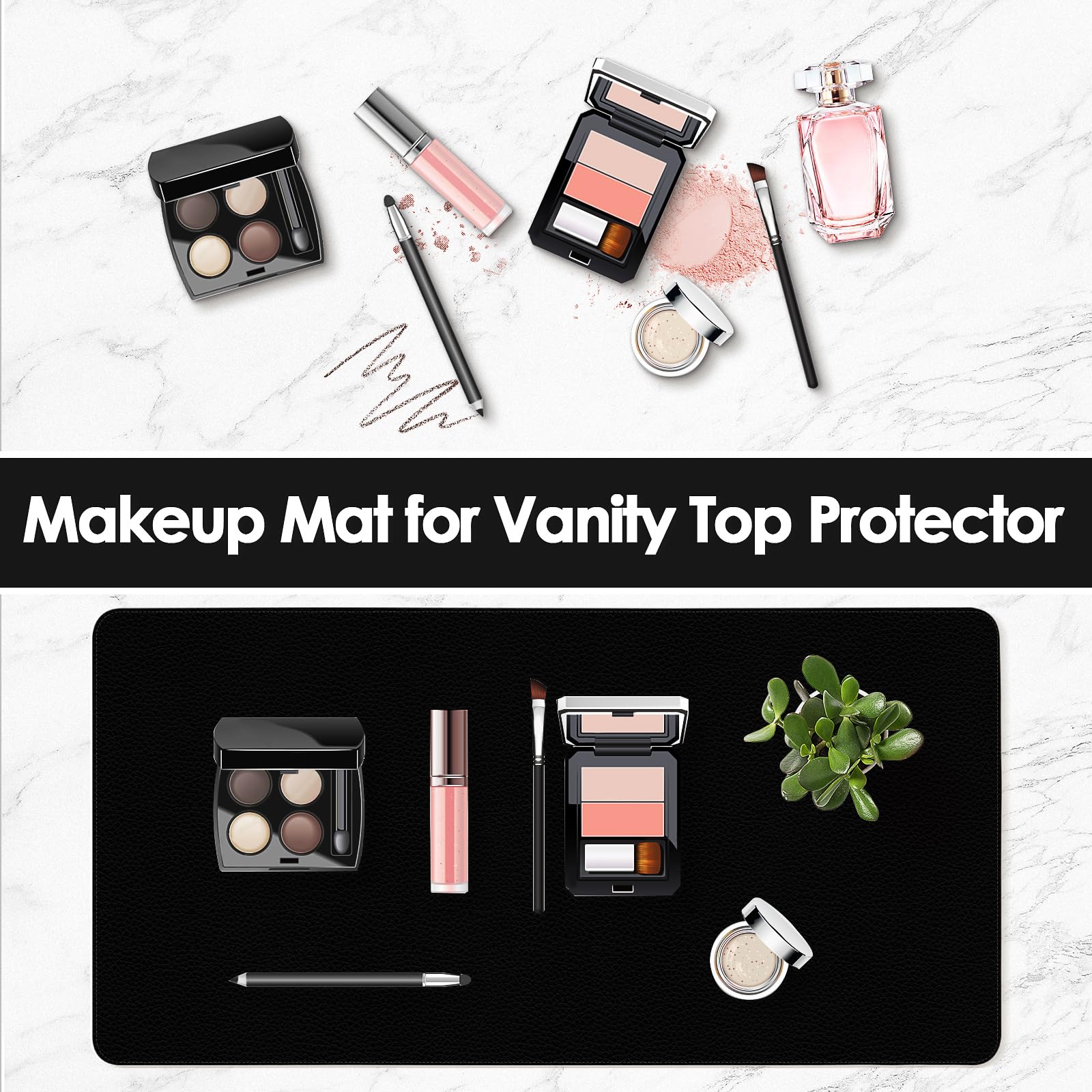 TOHONFOO tapis maquillage rouge, surface anti-taches et double-face