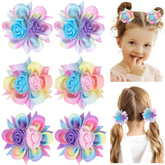 Barrettes arc-en-ciel rouge TOKUFAGU pour cheveux d'enfant, attache rapide et durable.