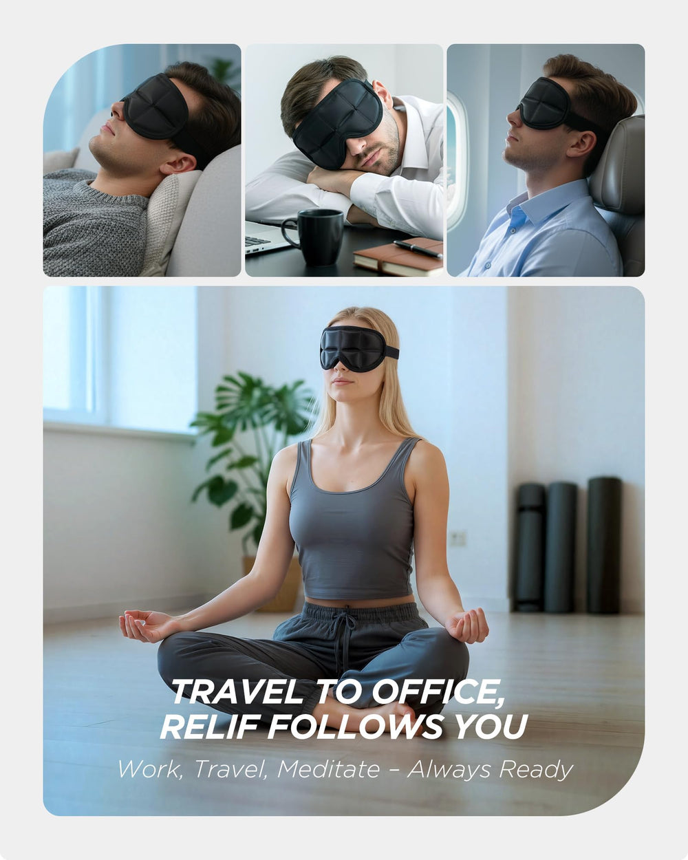Tolaccea masque-sommeil 3D parfait pour voyage et détente même en avion.