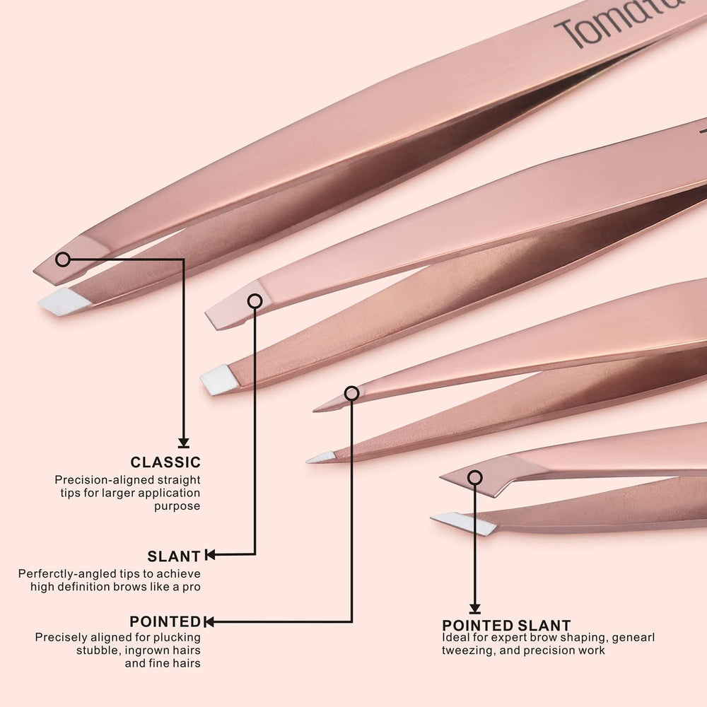 Tomata pince-sourcils pointue permet d'atteindre poils difficiles.