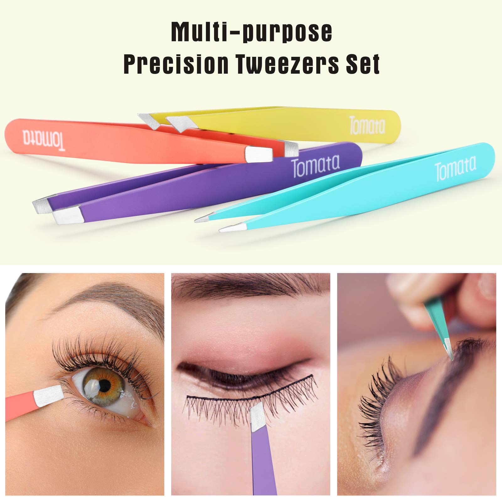 Pinces Tomata sourcils pointues, accès facilité pour poils difficiles