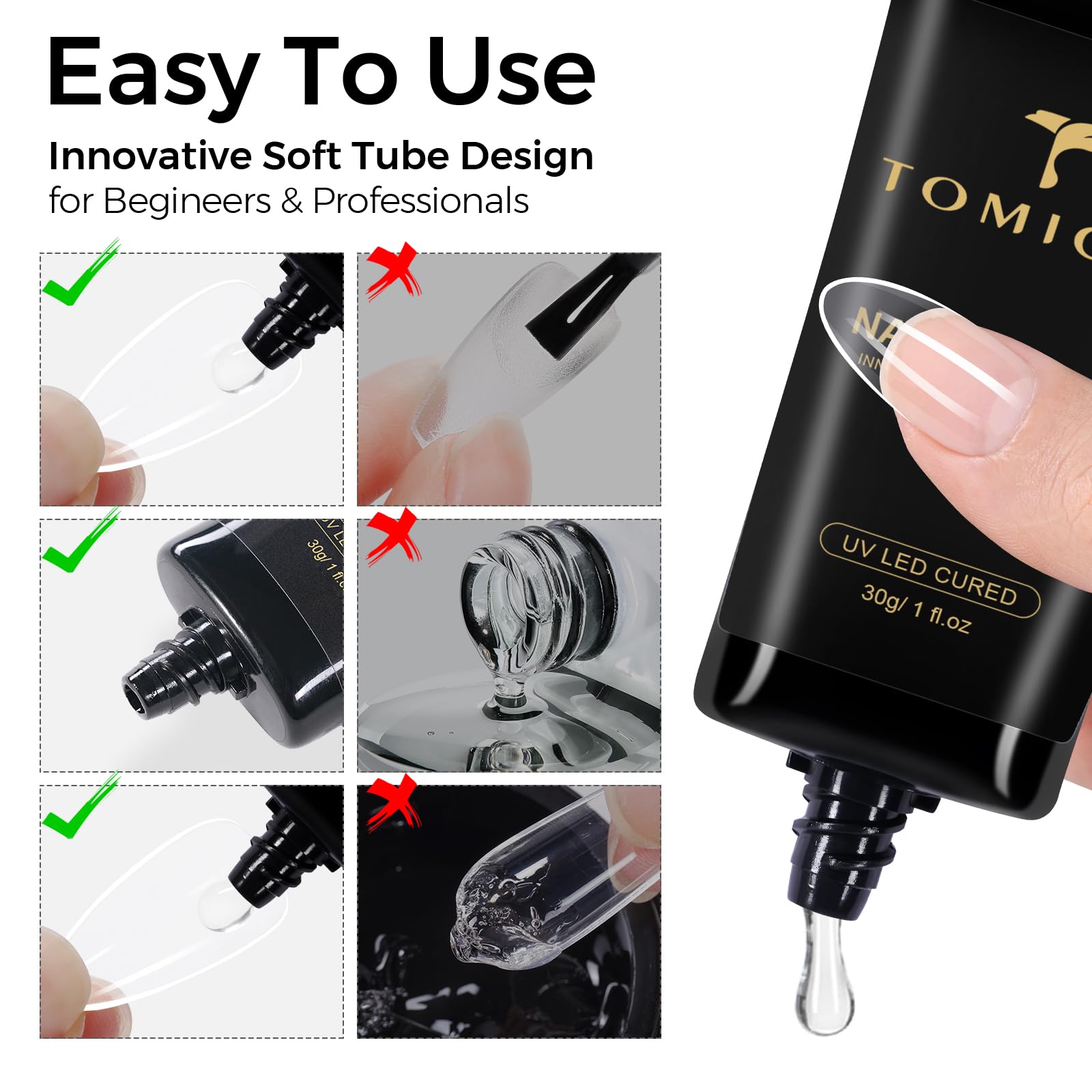 Application précise d’un tip sur l’ongle naturel.